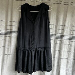 THEORY black sleeveless Button-Down Dress 1920s sailor style sz 4 vintage 2000s